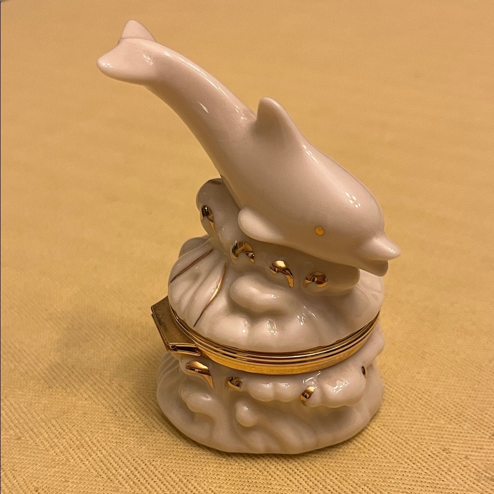 Lenox Cream and Gold Dolphin Sculpture